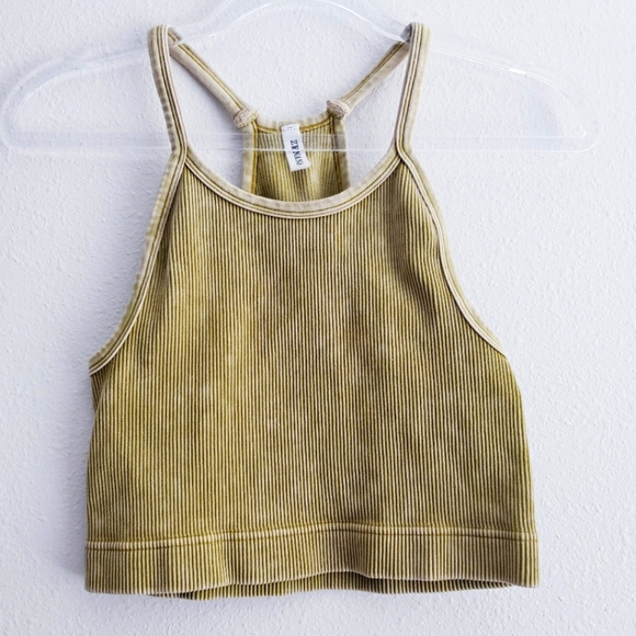 Zenana Ribbed Cropped Halter Tank Top - Picture 2 of 6